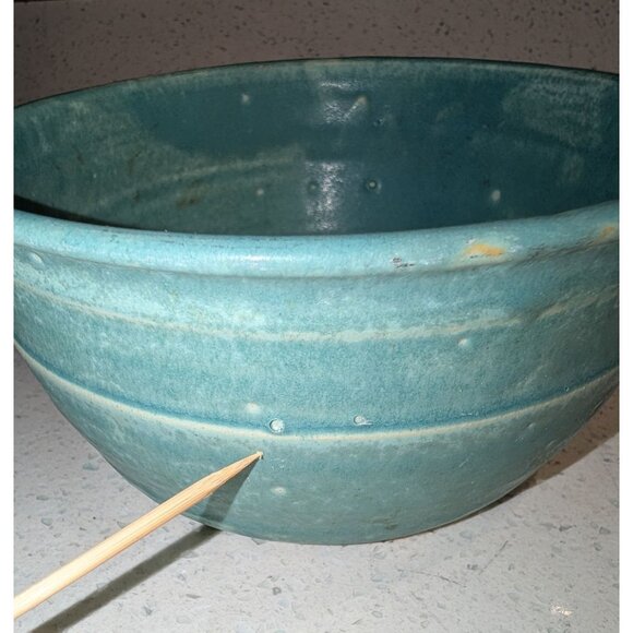 Handmade Studio Pottery Bowl Turquoise Glaze Signed 1950s - Picture 6 of 16